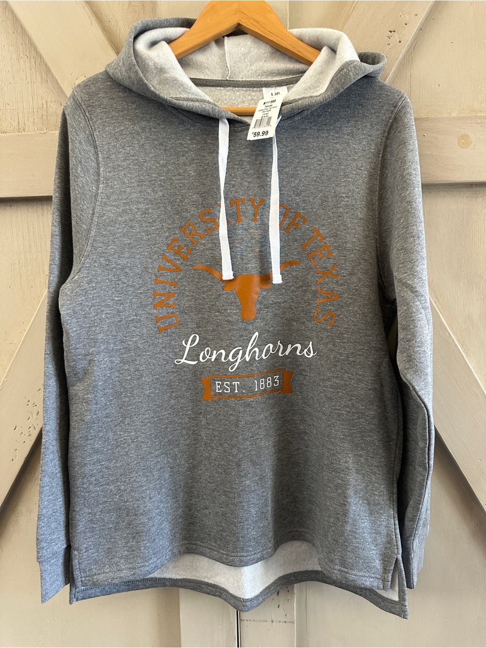 Buc-ee’s Texas Longhorns Ladies Drop Tail Hoodie L Gray